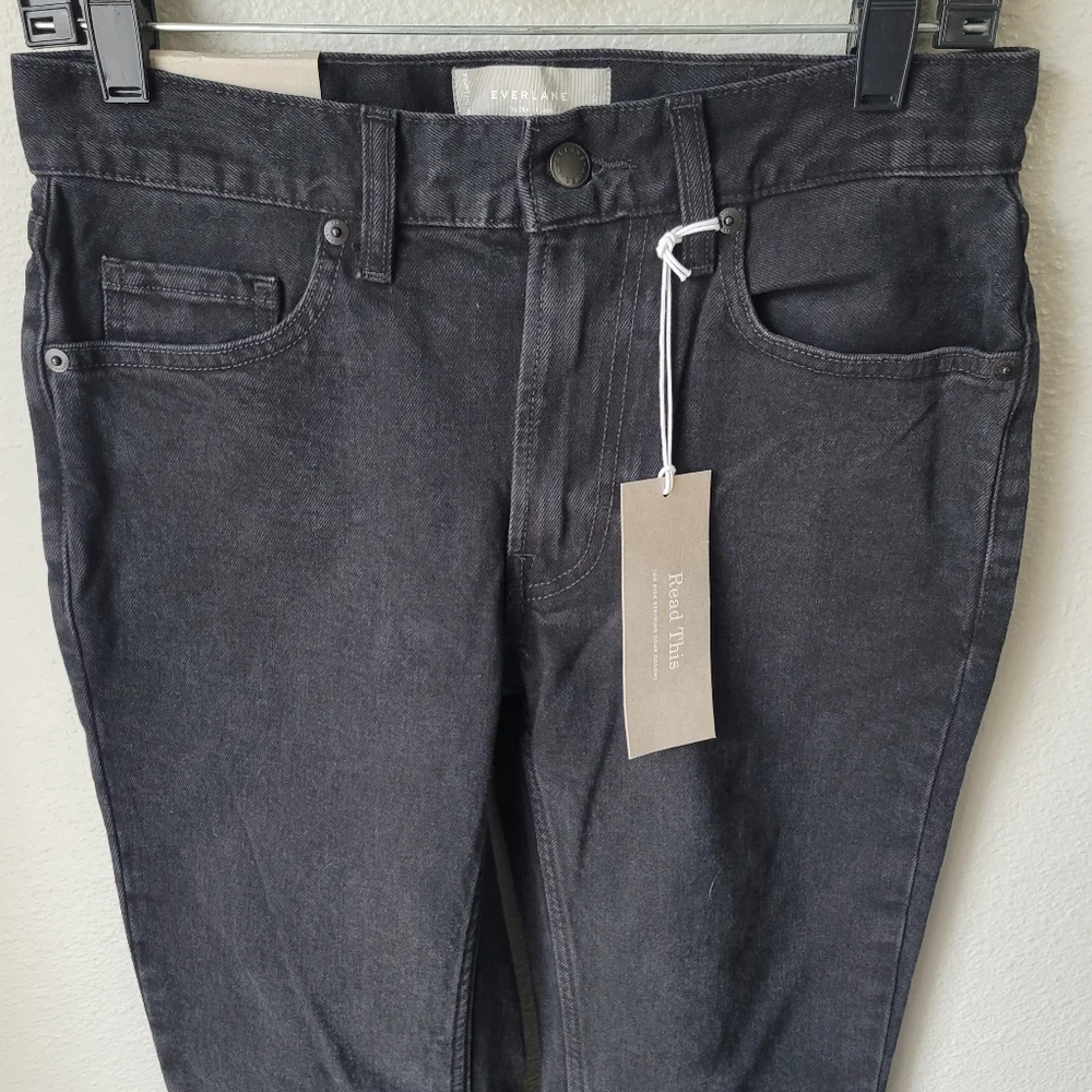 NWT Everlane The Slim Fit Jean, Size 28 x 32, Color Washed Black
